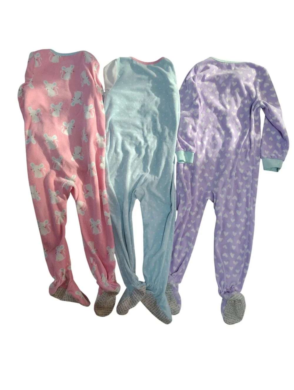 Carter's Pink, Light Blue & Lavender Footed One-Piece Sleepers Lot Of 3 Size 4T